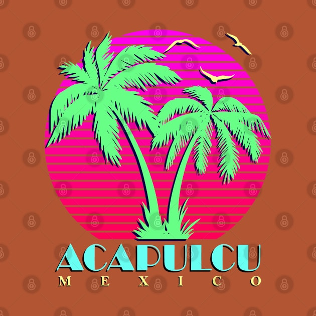 Acapulcu Mexico Palm Trees Sunset by Nerd_art