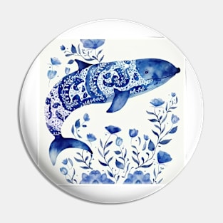 Majestic sea dolphin in navy blue Pin