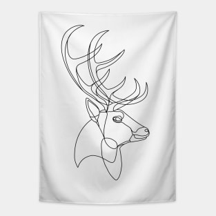 Deer Elk Minimalist One Line Drawing Minimal Outdoors Wildlife Tapestry