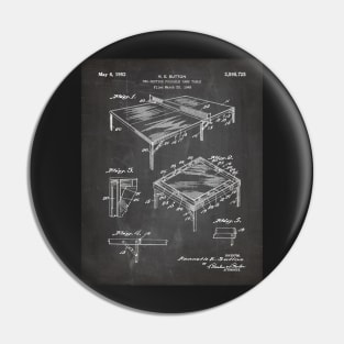 Table Tennis Patent - Tennis Art - Black Chalkboard Pin