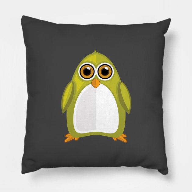 Yellow Green Penguin Pillow by adamzworld