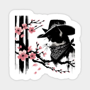 Kawaii Japanese Funny Cat Cowboy Cowgirl Meow Howdy Meowdy Magnet