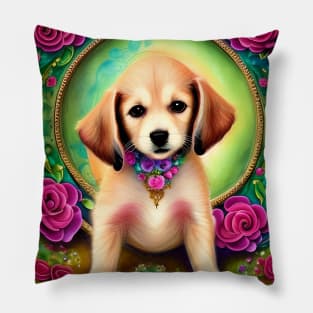 Cute Little Puppy Portrait Pillow