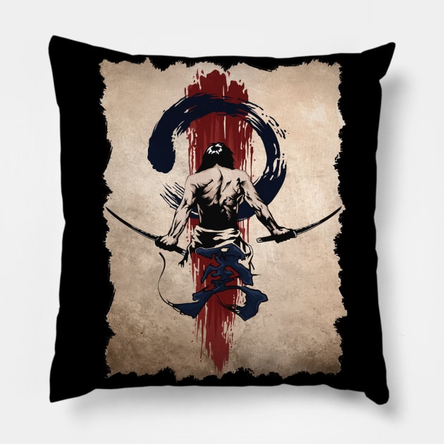 Japanese Samurai Warrior Retro Vintage Japan Bushido Pillow by Dojaja