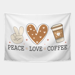 PEACE LOVE COFFEE Funny Coffee Quote Hilarious Sayings Humor Gift Tapestry