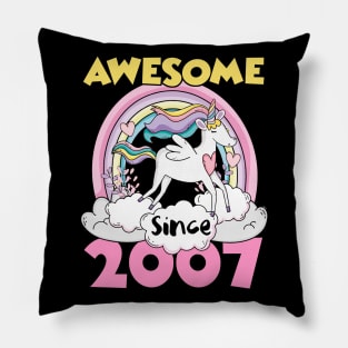 Cute Awesome Unicorn 2007 Funny Gift Pink Pillow