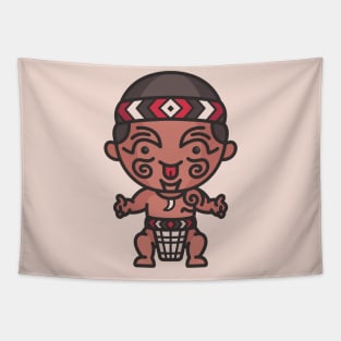 Cute Traditional Maori Cartoon Tapestry