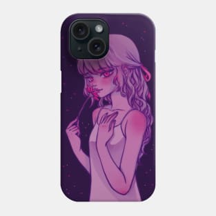 Girl gaze, Flowers, Anime, Digital Painting Phone Case