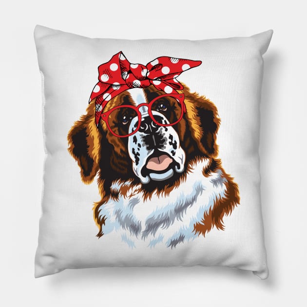 Saint Bernard Head Bandana Pillow by LotusTee