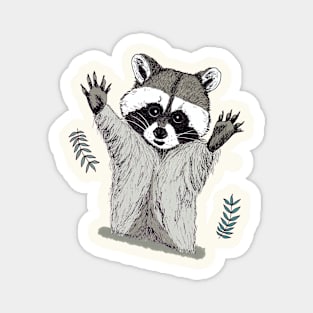 Jolly Playful Raccoon in Ink #1 Magnet