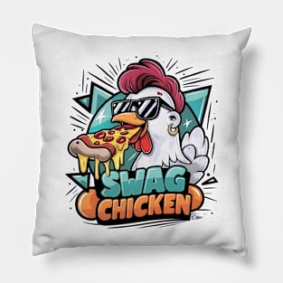 Pizza-Fueled Chicken With Cool Shades Pillow