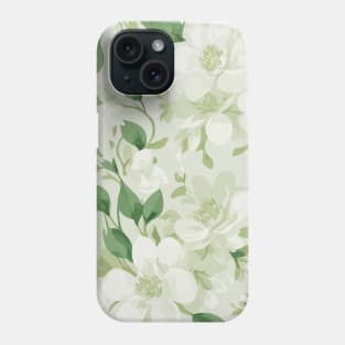 White  Lily Pattern Phone Case