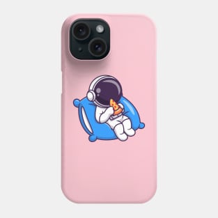 Cute Astronaut Eating Pizza On Pillow Cartoon Phone Case