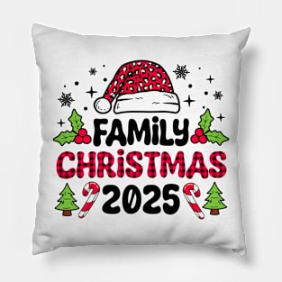 Family Christmas 2025 Leopard Red Plaid Family Matching Xmas Pillow