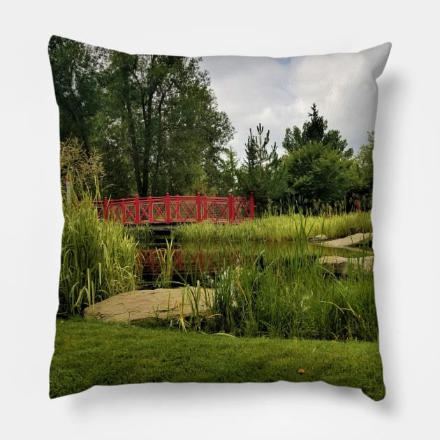 Red Bridge Pillow by Kyarwon