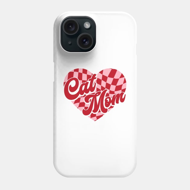Valentine Cat Mom Checkered Heart Valentine's Day Phone Case by TrikoNovelty