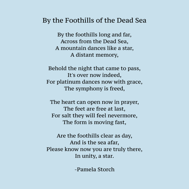 By the Foothills of the Dead Sea Poem by Pamela Storch