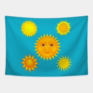 Happy Smiling Witty Sun Face Portrait Tapestry