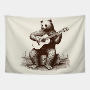 Folk Bear Playing Guitar Tapestry