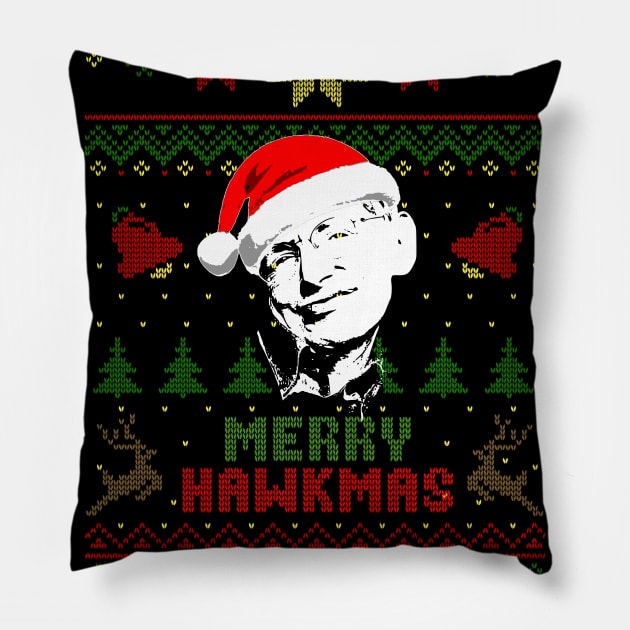 Stephen Hawking Merry Hawkmas Pillow by Nerd_art