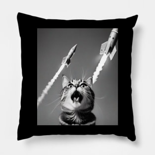 Cat Selfie at a Passenger Rocket Liftoff Pillow