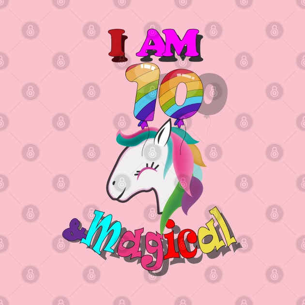 unicorn 10th birthday: I am 10 and magical by bratshirt