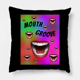 Mouth Groove Groovy Psychedelic Graphic Pillow