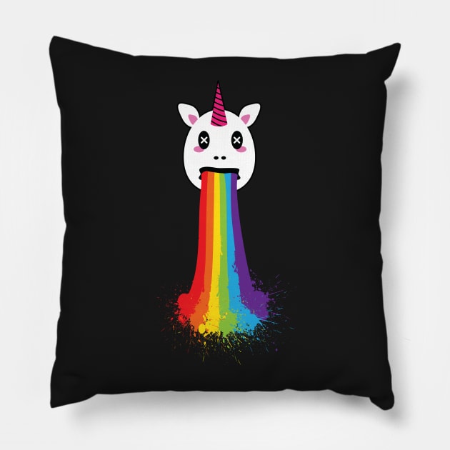 Rainbow Puke Unicorn LGBT Pride Pillow by ProudToBeHomo