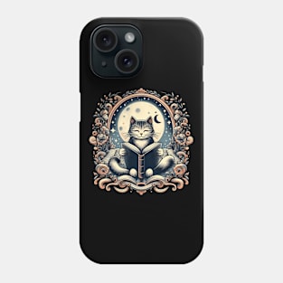 Cat Reading Under A Moonlit Sky, Reading Books Lover Phone Case