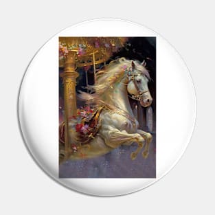 White Carousel Horse Art Pin