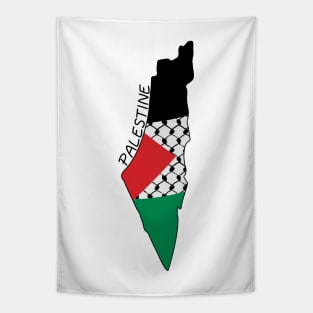 Palestine Flag Map Palestinian Kufiya Hatta Traditional Keffiyeh Pattern - BLK Tapestry