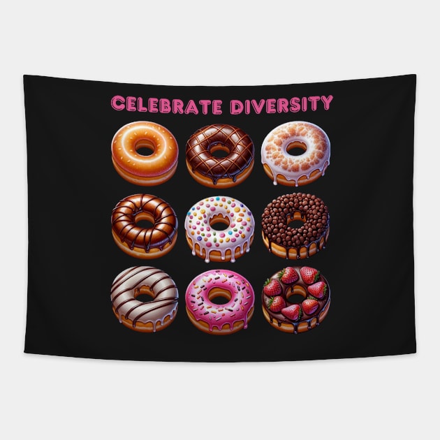 Celebrate diversity with donuts Tapestry by Ingridpd