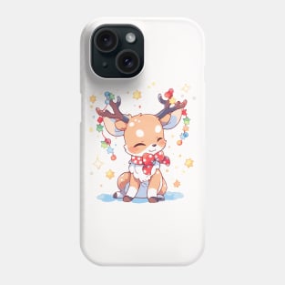 Fawn tangled up in Christmas decorations Phone Case