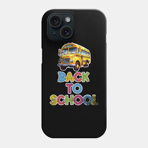 Back to School Yellow School Bus Distressed Phone Case by DanielLiamGill