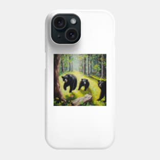 Black Bears Oil Painting Phone Case