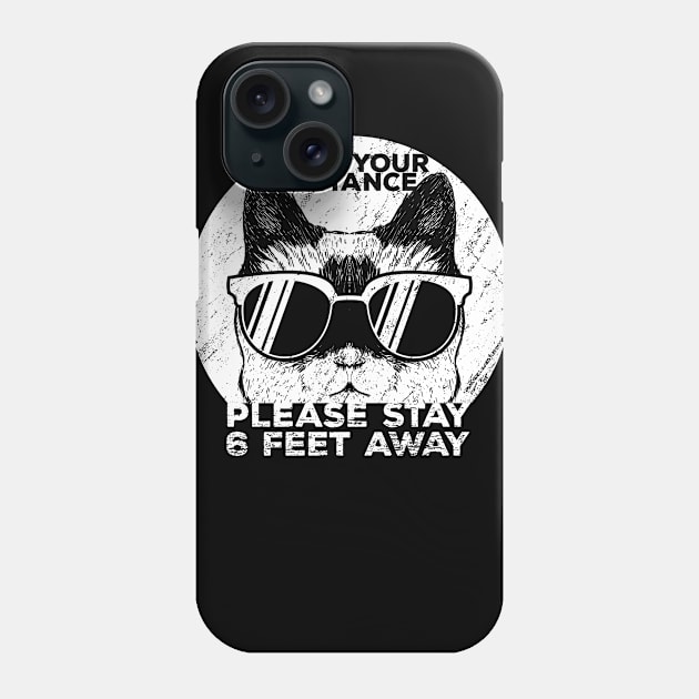 Social Distancing Funny Cat With Sunglasses Phone Case by creative