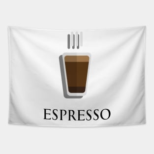 Hot Espresso shot coffee front view in flat design style Tapestry