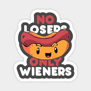 No Losers Only Wieners Kawaii Hot Dog Magnet