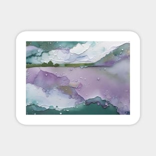 Green and Purple Abstract Landscape Magnet