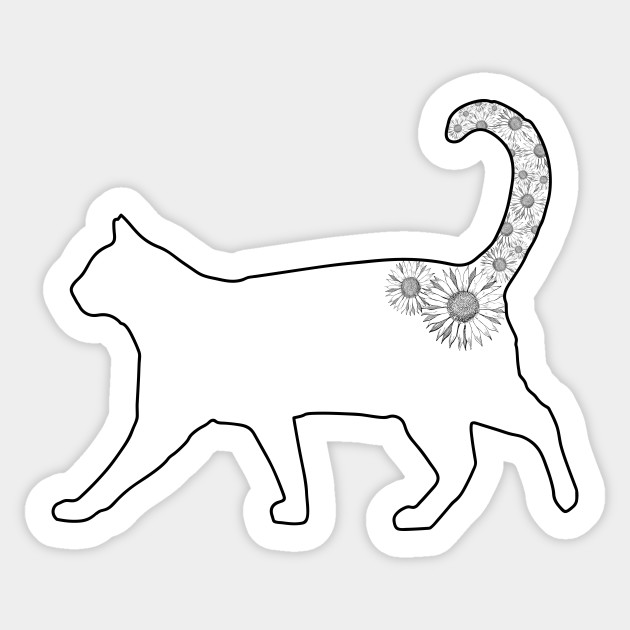 Sunflower Tail Kitty Cat Sticker Teepublic