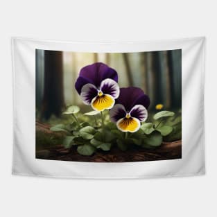 Pansy Abstract Floral Illustration Vintage Since Retro Tapestry