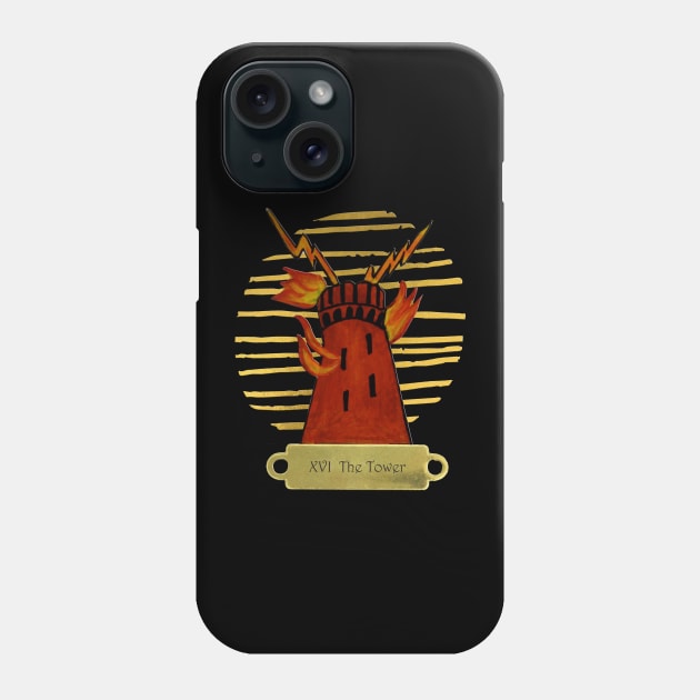 XVI The Tower Tarot card Phone Case by PaintingsbyArlette