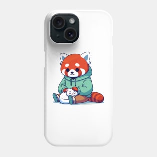 red panda petting cat Phone Case