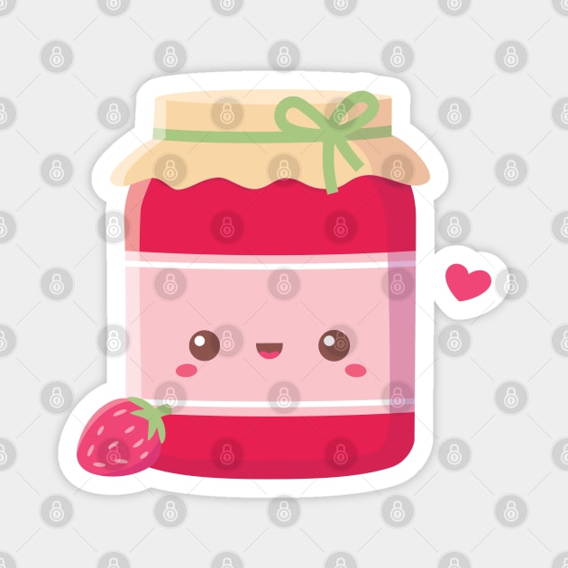 Cute Strawberry Jam Bottle Magnet by rustydoodle