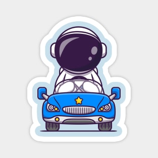 Cute Astronaut Driving Car Cartoon Magnet