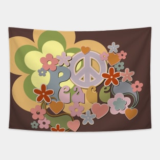 Flower Power Peace and Love Retro Design Tapestry