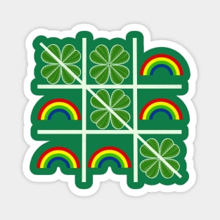 Shamrocks and Rainbows Tic Tac Toe Lucky Saint Patricks Day Magnet