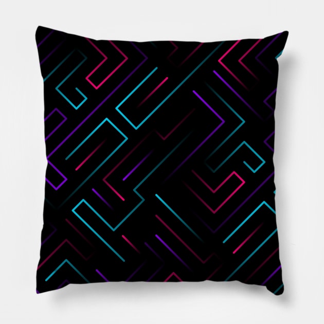 Future Maze Lines Synthwave Pillow by edmproject