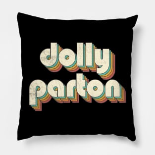 Retro Vintage Rainbow Dolly Letters Distressed Style Pillow