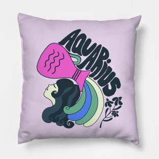 Retro 60s Aquarius Astrological Design Pillow